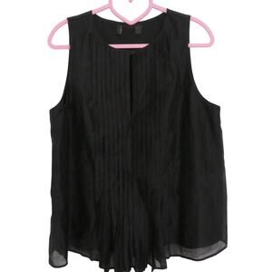 Banana Republic Women Sz S Black Keyhole Pleated Sleeveless Top Organza